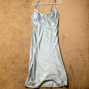 Princess Polly blue/green silk midi dress